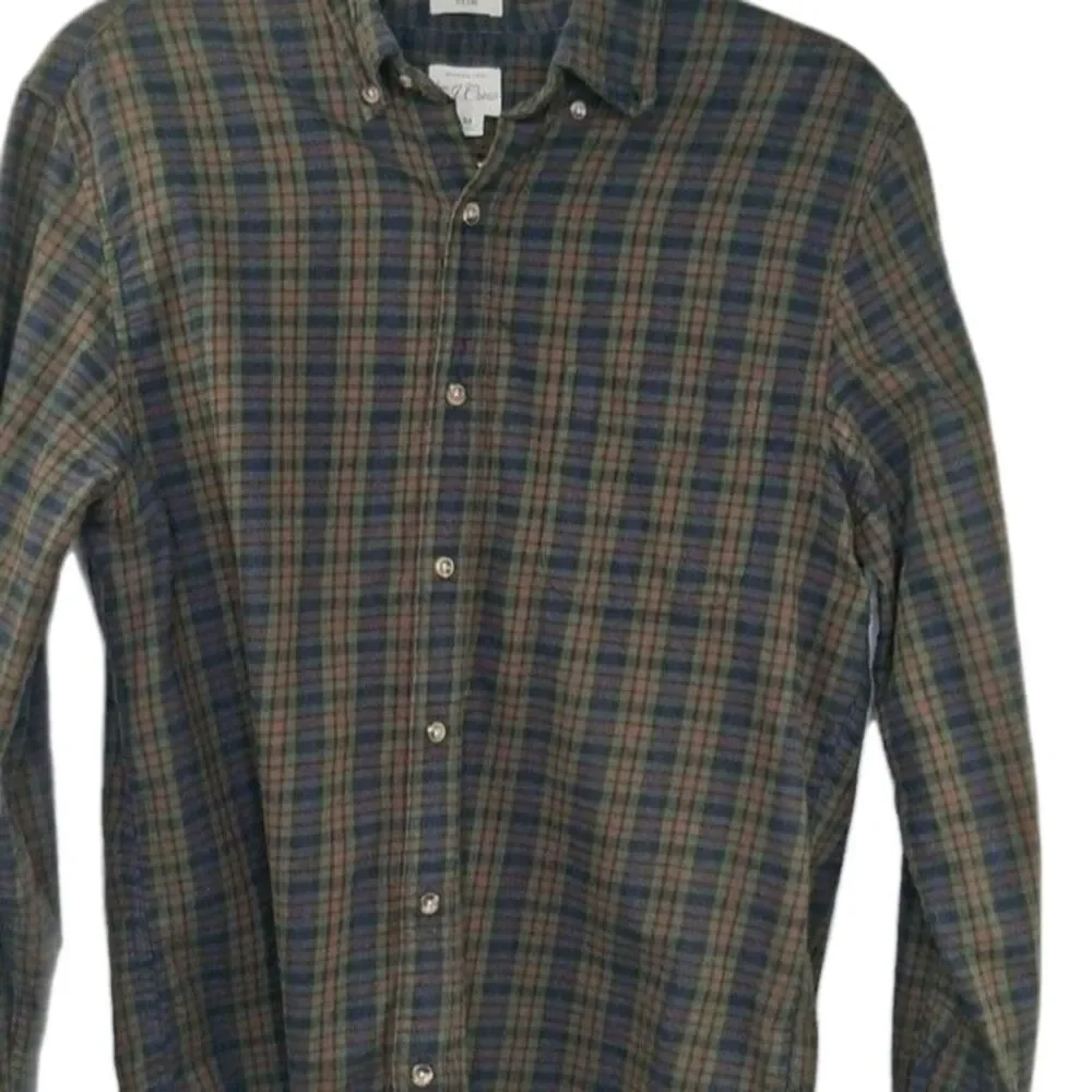 J Crew Brushed Twill Flannel Shirt Men's Plaid Tartan Size M Slim